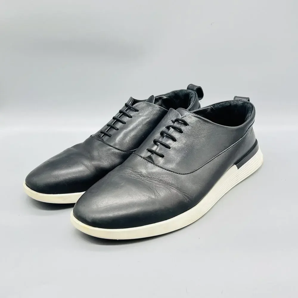 Wolf & Shepherd Shoes Mens 11 Black Leather Low Top Casual Sneakers Comfort